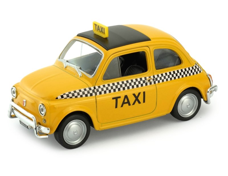 Welly 1:34 Fiat Nuova 500 Taxi -żółty