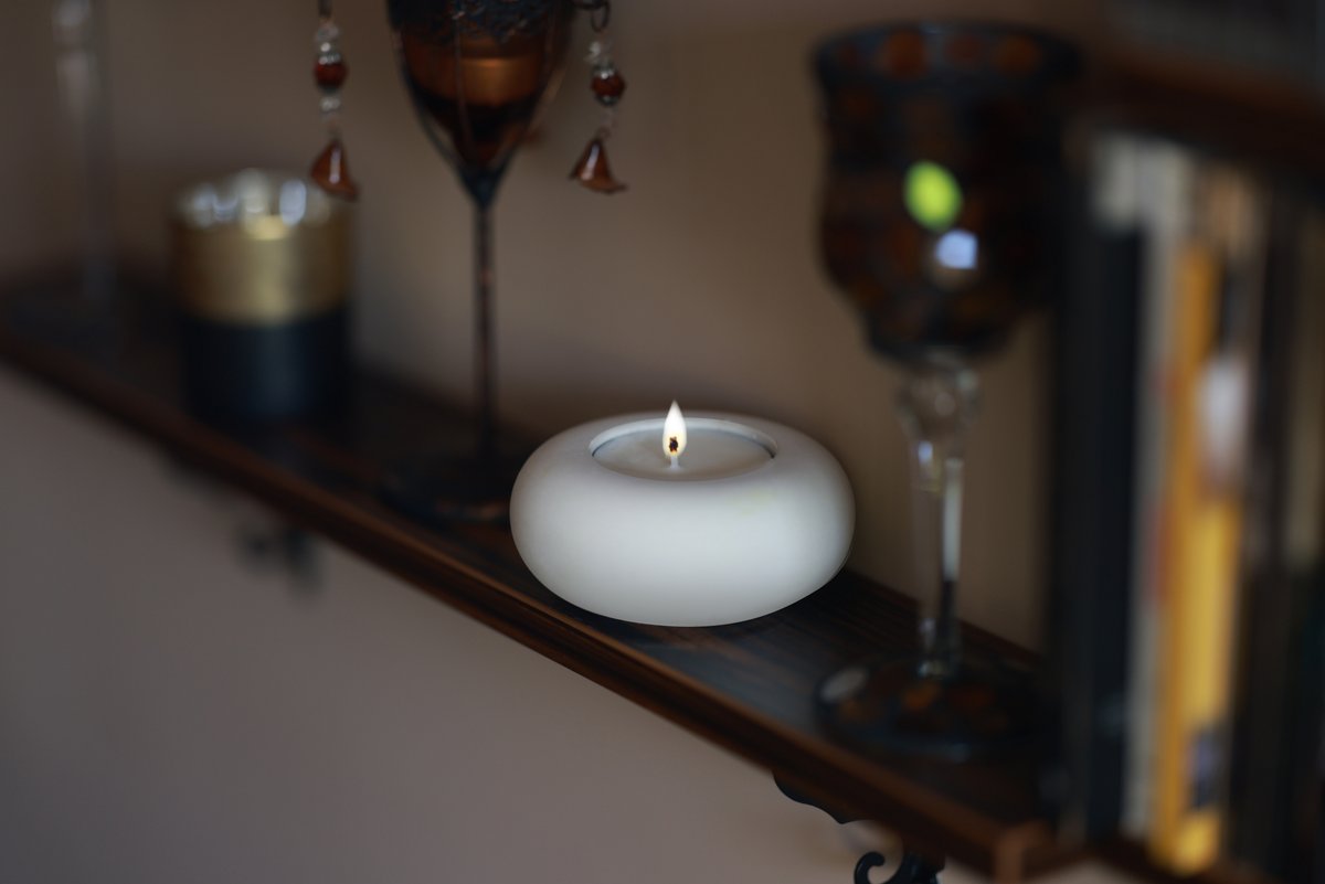Oryginalny Świecznik Betonowy Na Tealight - Okrągły - Biały