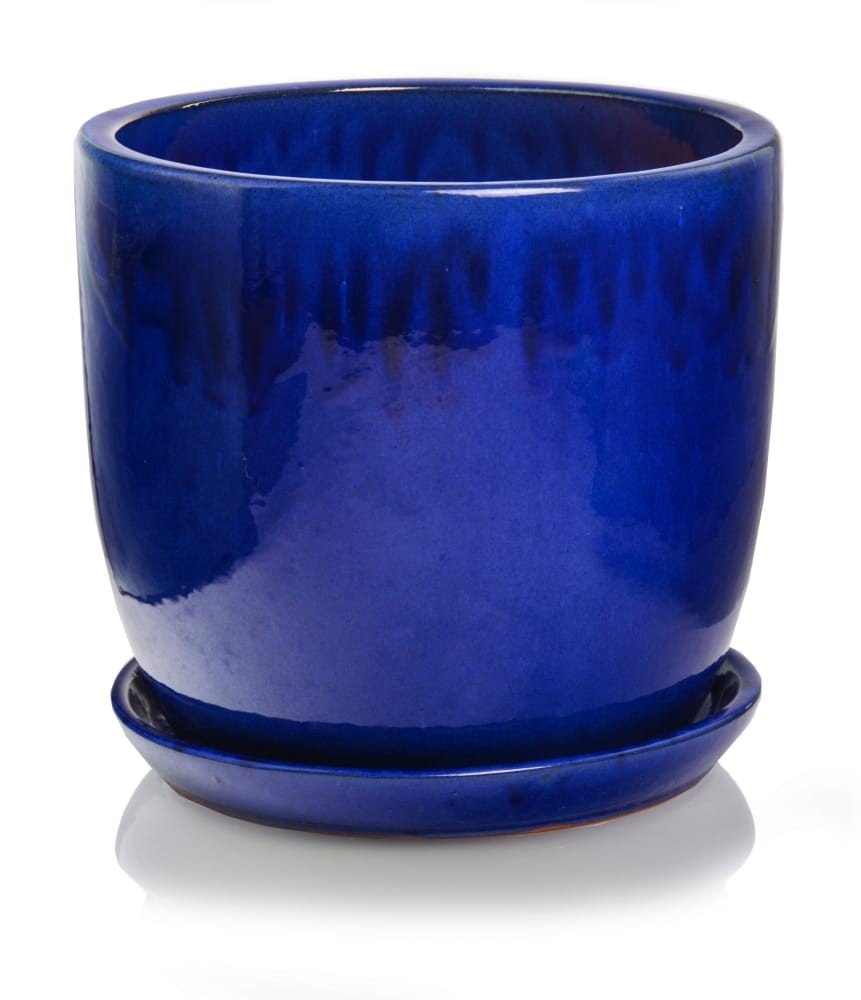 Kobaltowa Donica Ceramiczna z Podstawkiem 41x34 cm