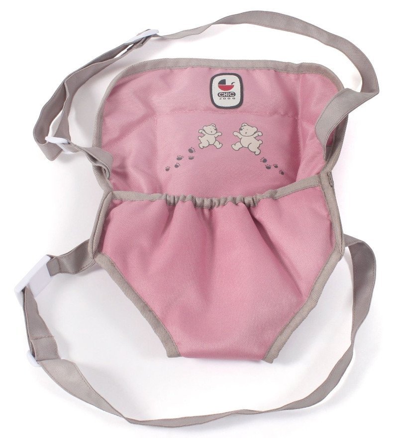 Bayer Chic 782 36 - Nosidełko dla lalki na szelkach, różowe, w misie