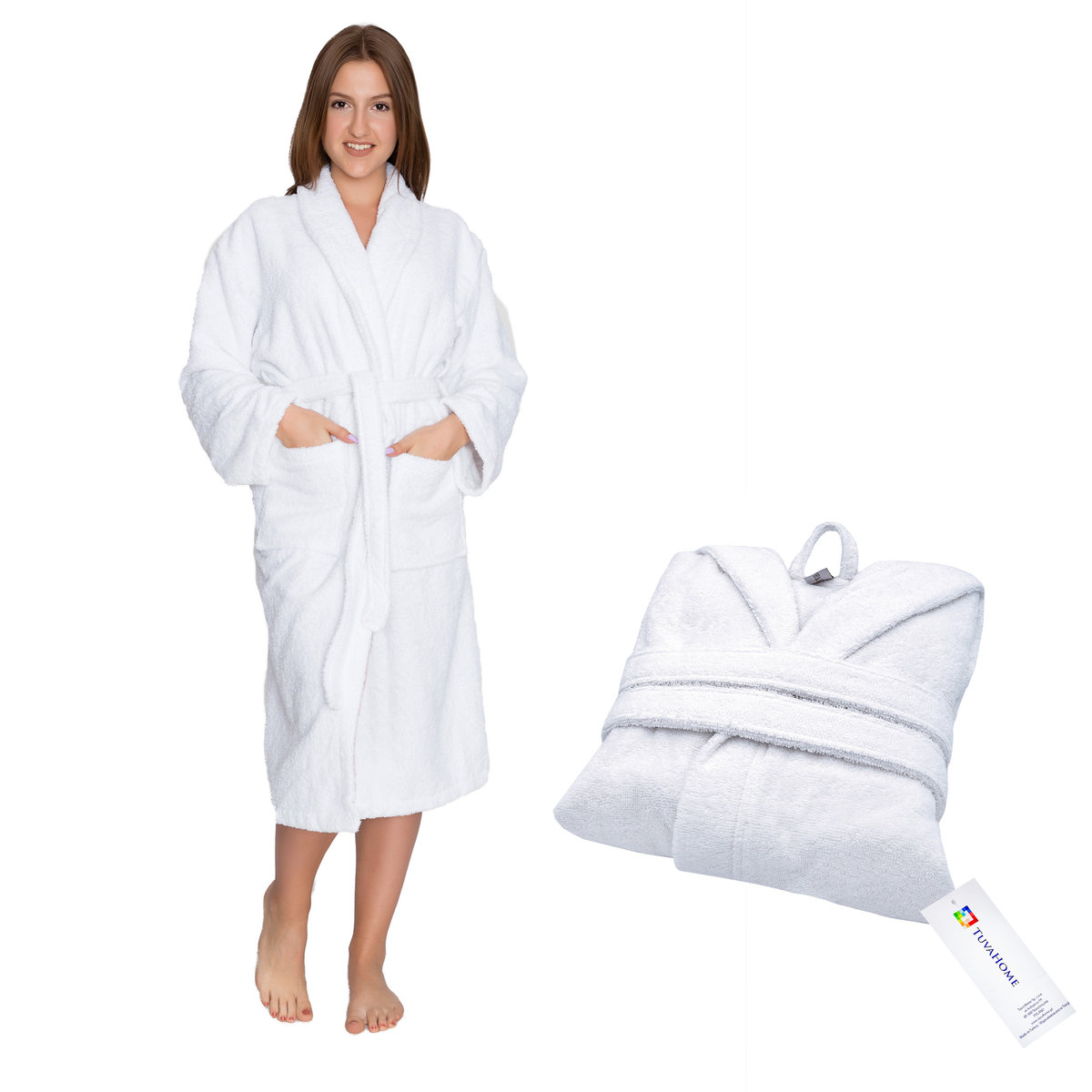 Bawełniany Szlafrok Hotelowy Frotte z kołnierzem Classic Unisex 350g/m2 S/M