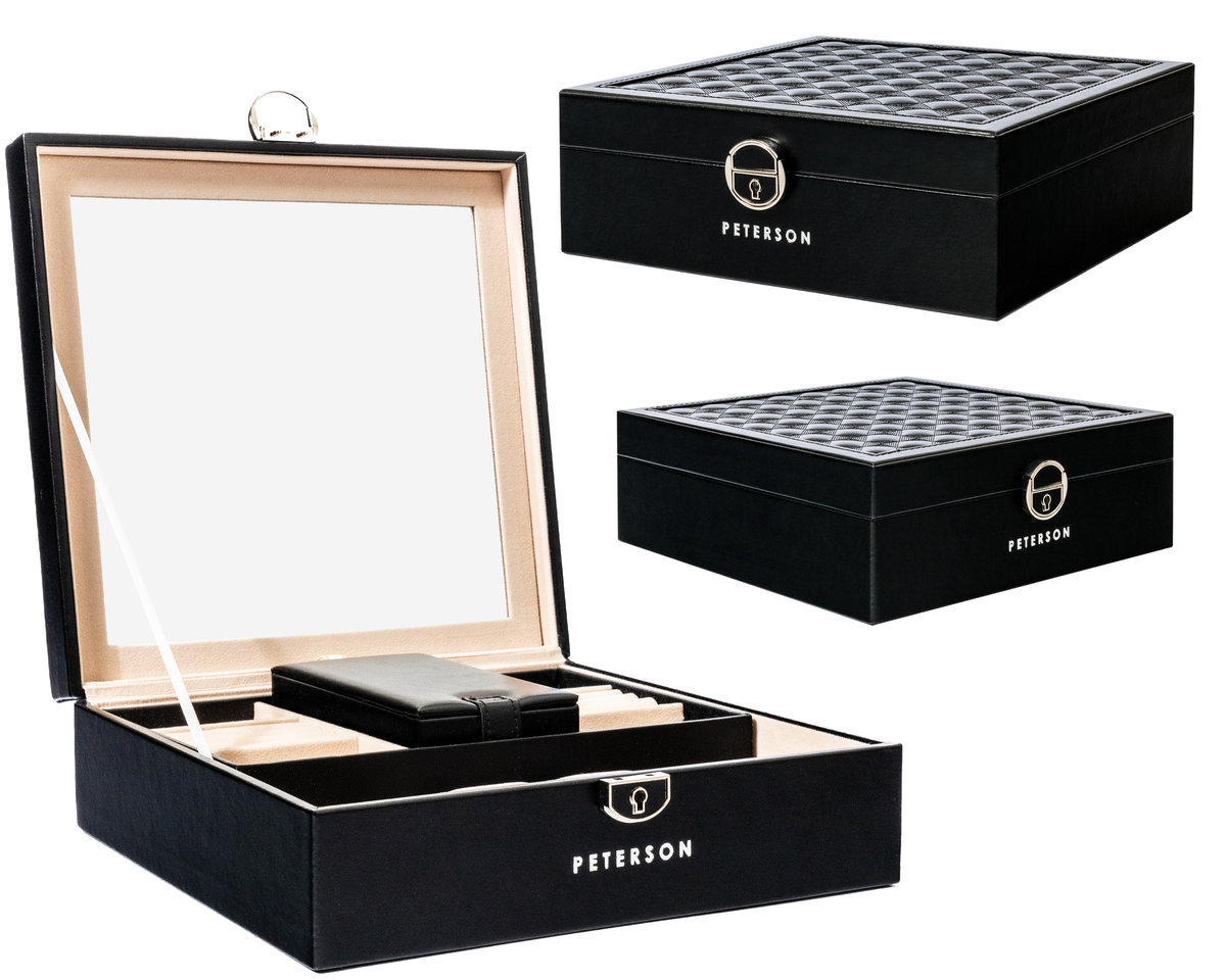 PETERSON szkatułka kasetka na biżuterię z dużym lusterkiem