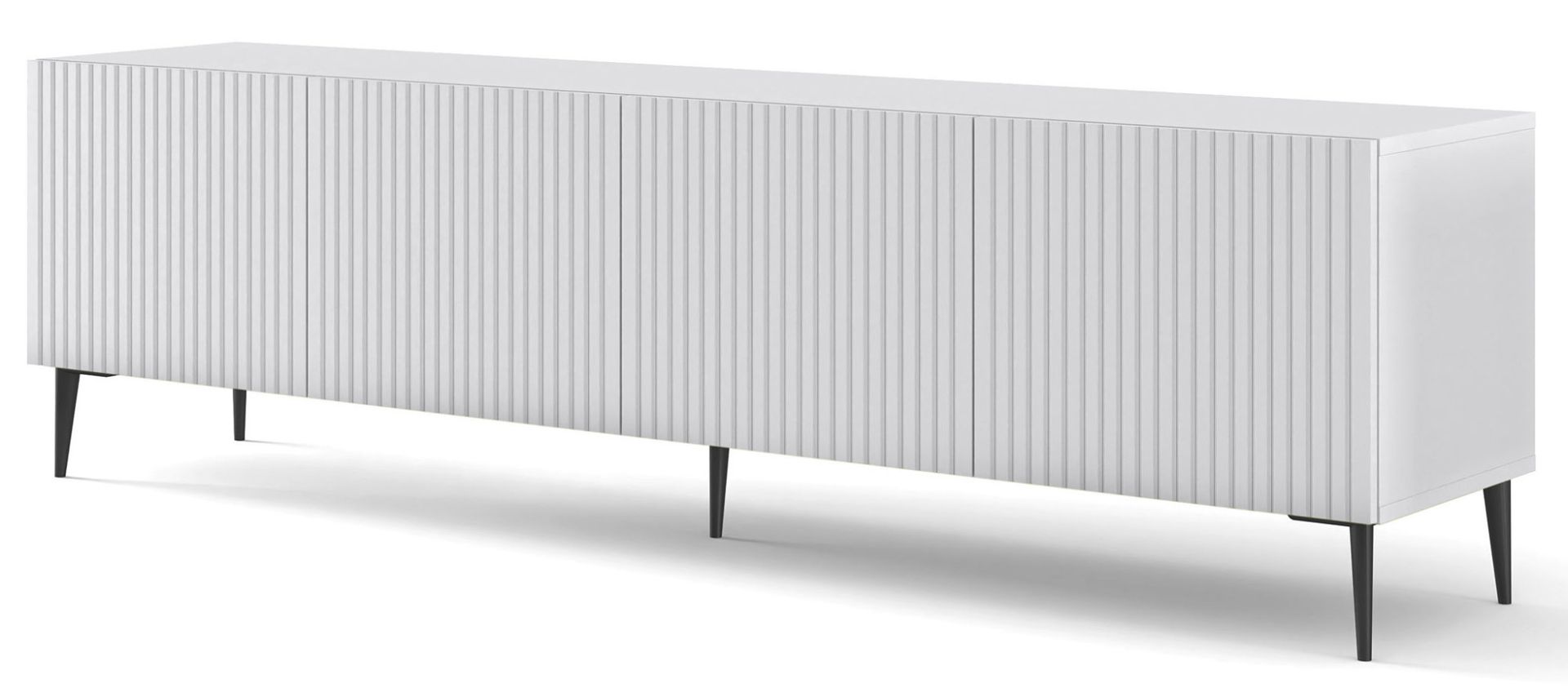 Biała szafka na TV z lamelami 200 cm L1-N59