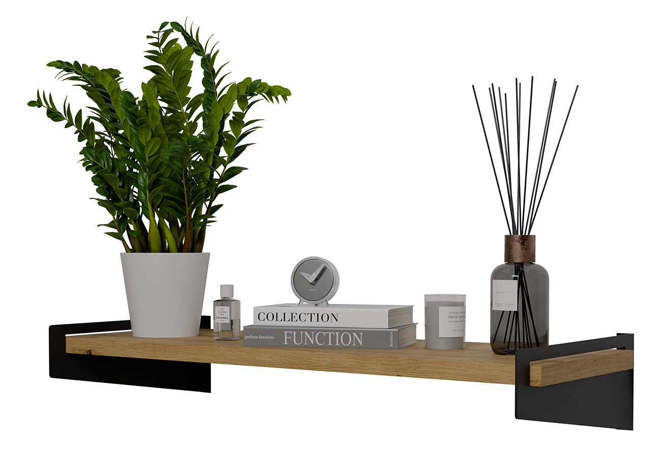 Ścienna półka na książki w stylu loft czarny + dąb artisan K3-K45