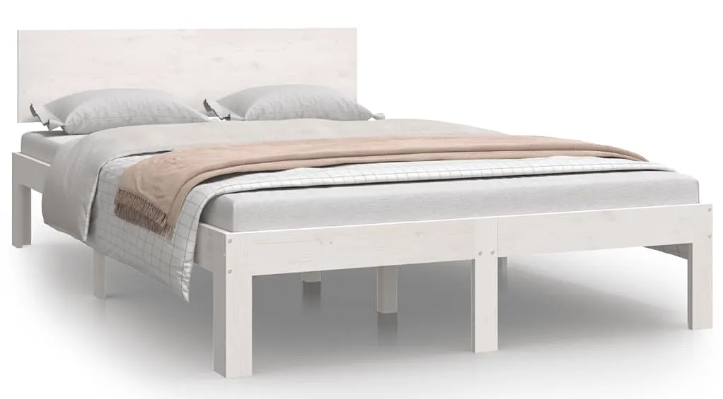Białe łóżko z drewna sosnowego 120x200 C7-K64