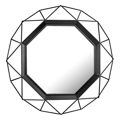 Stonebriar Dekoracyjne 71 cm czarna geometryczna metalowa rama wiszące lustro ścienne z uchwytami montażowymi, 71 cm x 71 cm