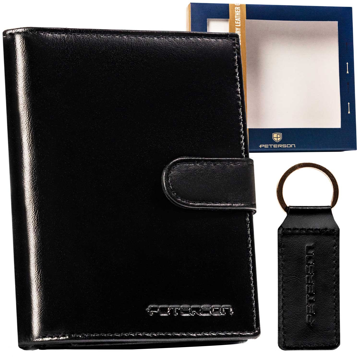 Portfel z zapięciem i brelokiem dla niego Peterson, 13 x 9,5 x 2 cm