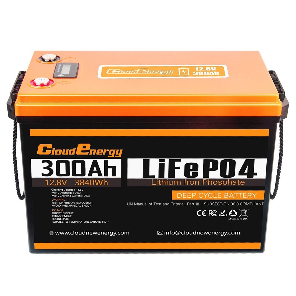 Cloudenergy Akumulator zapasowy LiFePO4 Cloudenergy 12V 300Ah, 3840Wh energii, 6000 cykl贸w, wbudowany BMS 200A