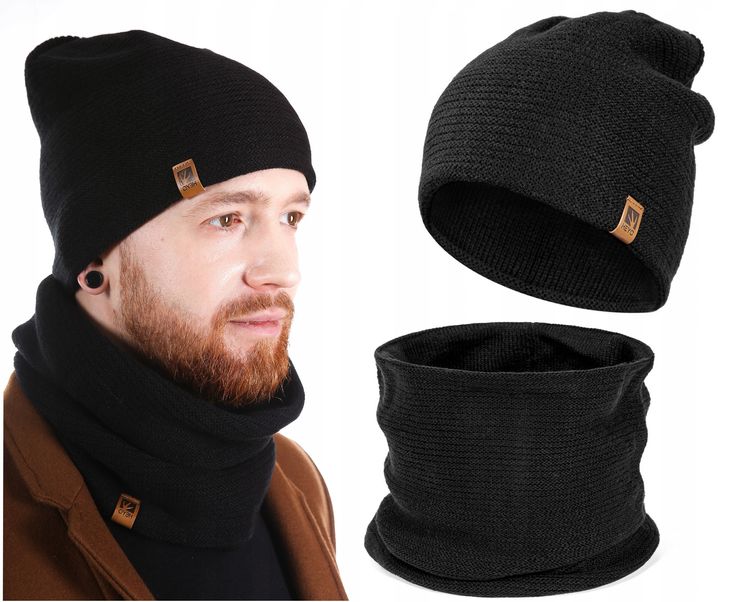 Komplet Męski Czapka Zimowa Komin Szalik Tuba Heyo