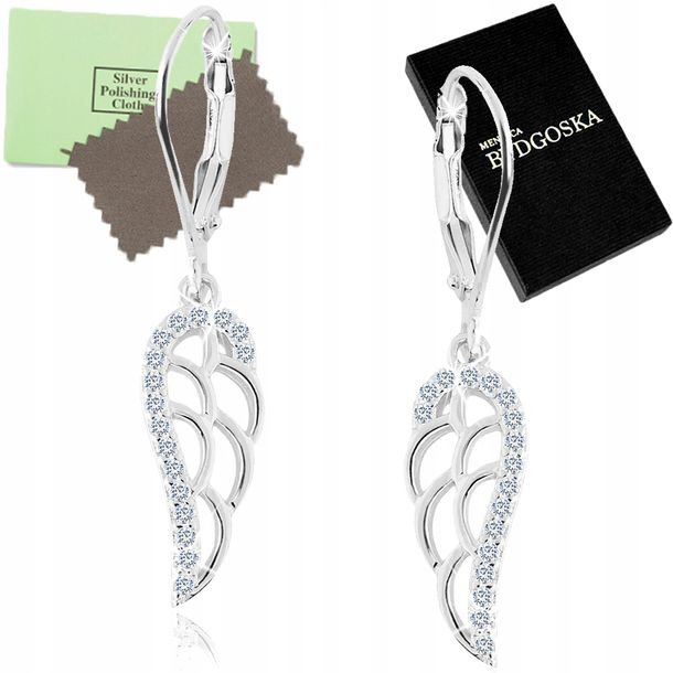 Kolczyki Srebrne Wiszące Srebro Próba 925 Skrzydła