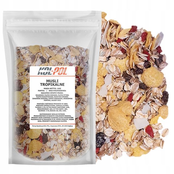 ﻿MUSLI TROPIKALNE 1kg Śniadanie płatki owoce dieta