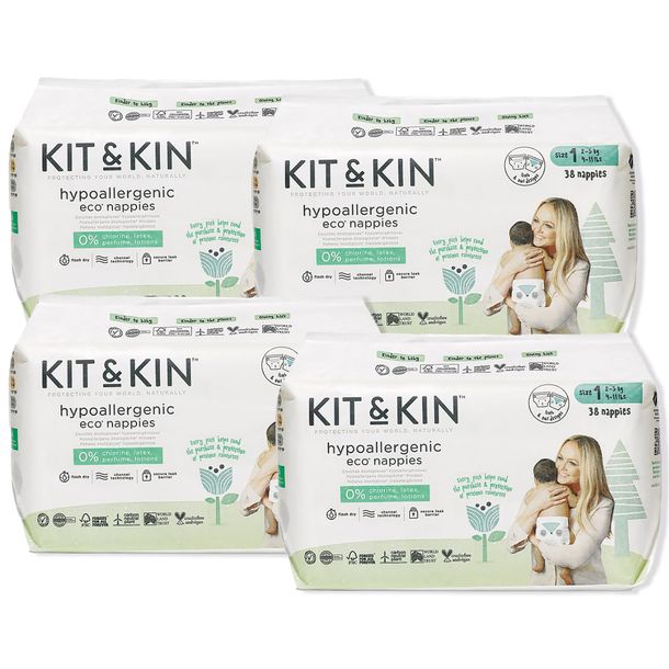 KIT AND KIN Pieluchy Eko Pieluszki 2-5kg 152szt.