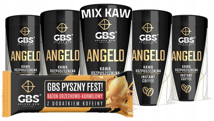 Kawa rozpuszczalna GBS Angelo 5PAK 5x100g + BATON