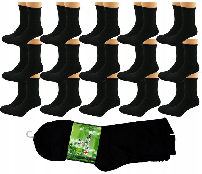 Zestaw Skarpety BAMBUSOWE bezuciskowe 15 par czarne 43-47 Super Wygodne