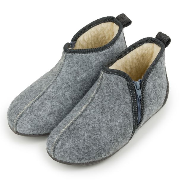 Bambosze męskie filcowe szare ocieplane zamek wełna naturalna 42