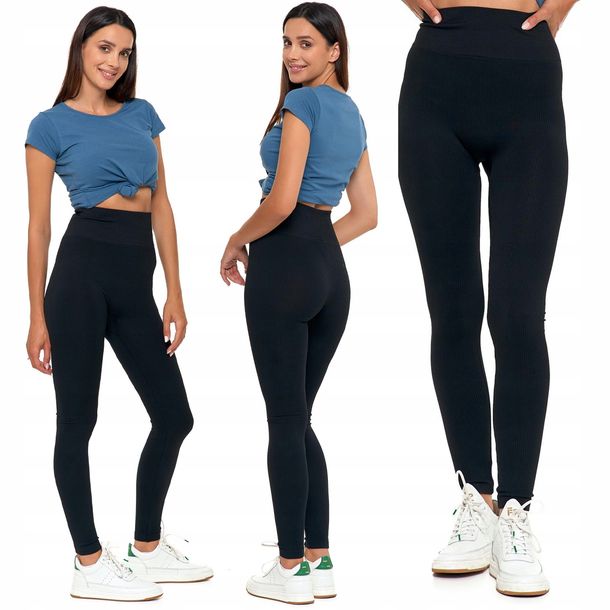 ﻿MORAJ damskie LEGGINSY z wysokim stanem PRĄŻKOWANE - S/M