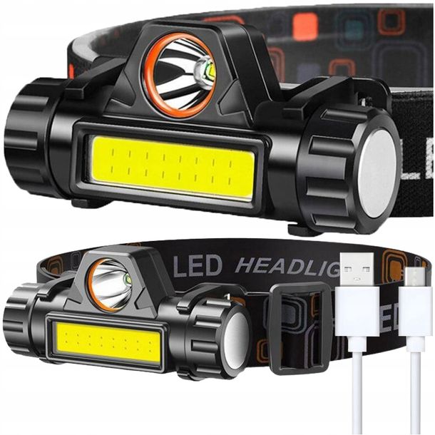 Latarka Czołowa Led Akumulatorowa 4w1 Lampka Cob Z Magnesem Ładowanie Usb