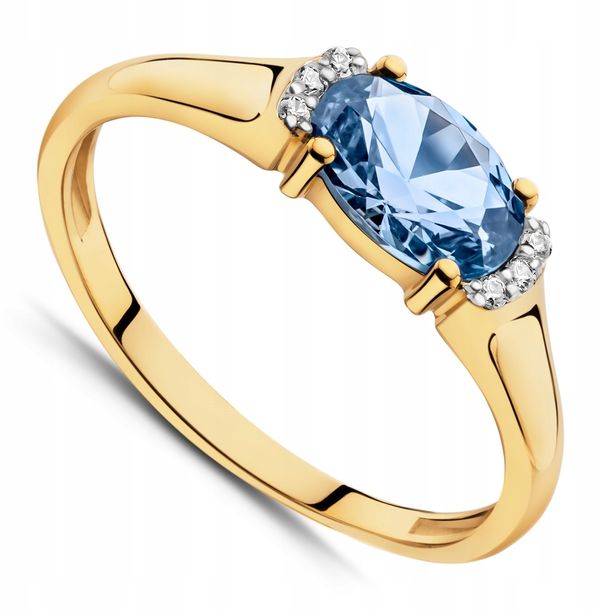 Złoty Pierścionek Zaręczynowy Topaz 333 8k R.23