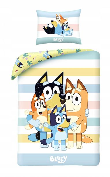 Pościel Dziecięca 140x200 Piesek Bluey Bandit Bingo Chilli