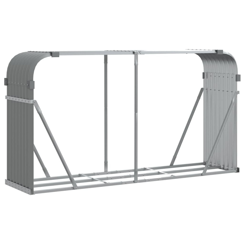 vidaXL Stojak na drewno, jasnoszary, 180x45x100 cm, stal galwanizowana