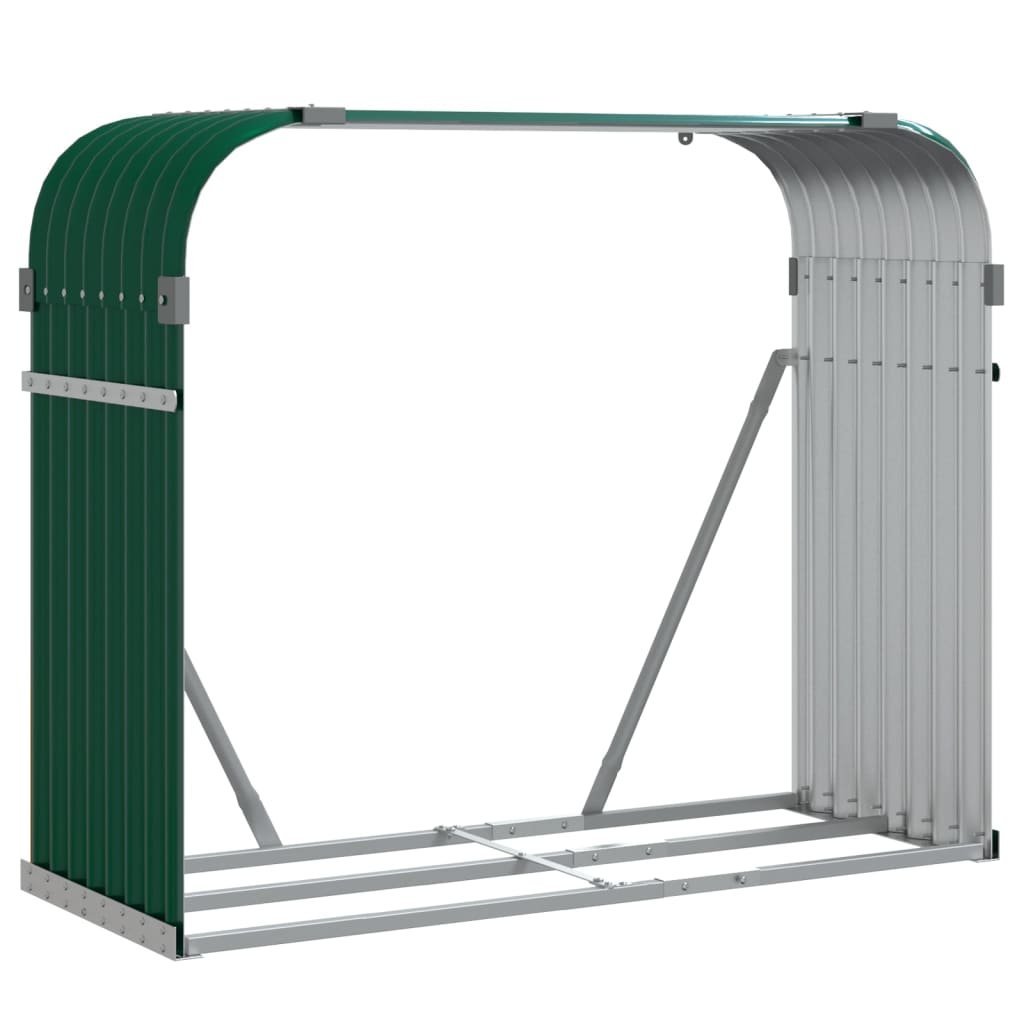 vidaXL Stojak na drewno, zielony, 120x45x100 cm, stal galwanizowana