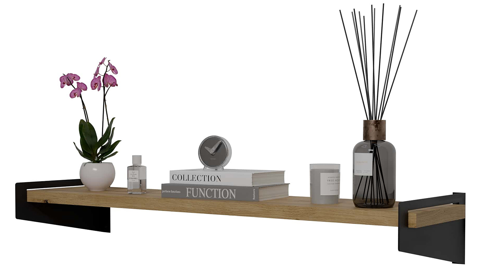 Industrialna półka ścienna czarny + dąb artisan T2-A76