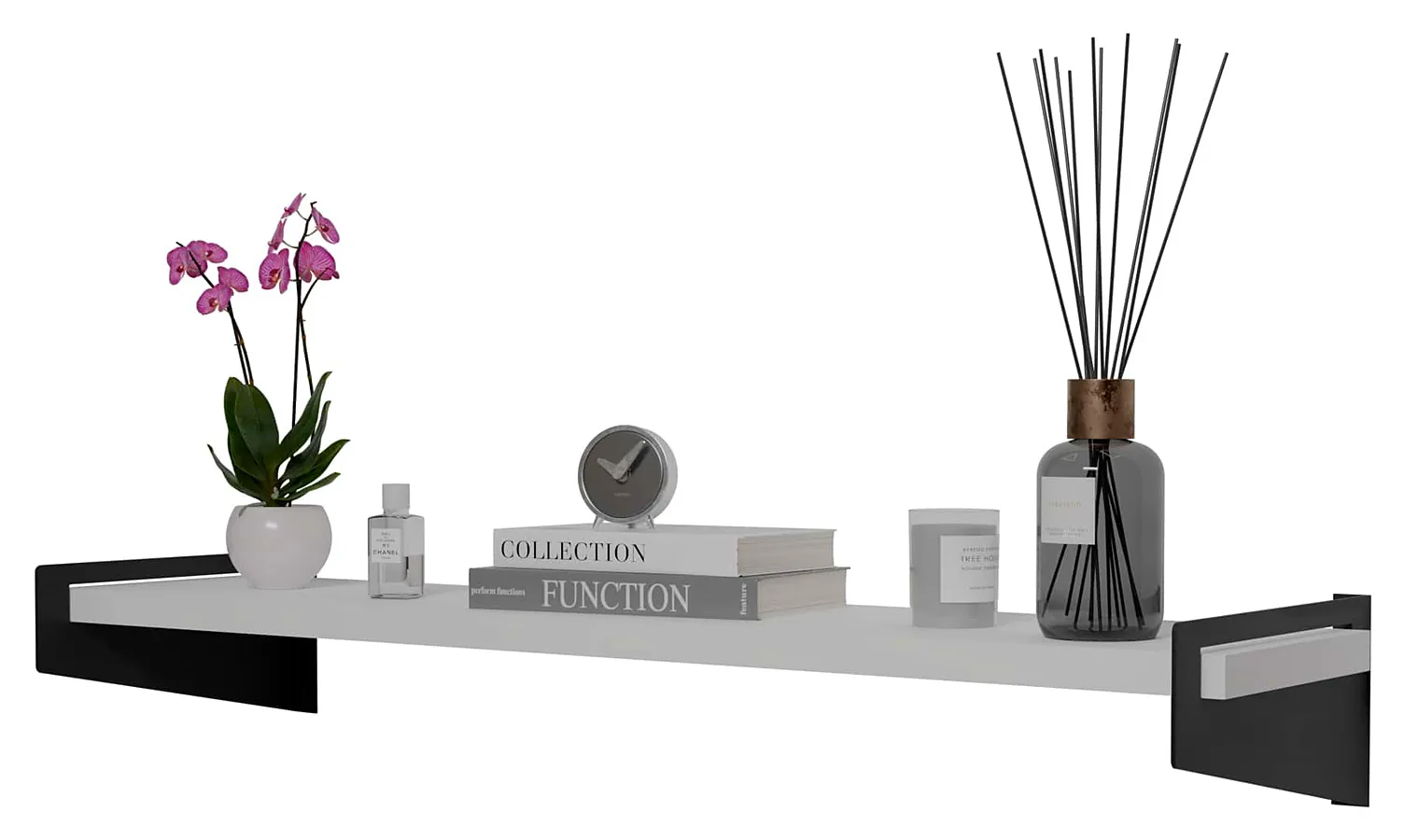 Półka Ścienna Czarny Na Książki + Biały R1-R83