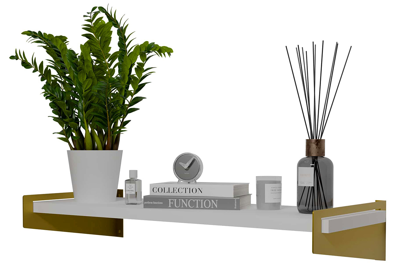 Wisząca półka w stylu glamour złoty + biały F0-W43