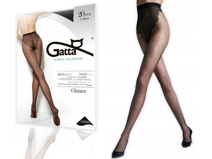 Gatta rajstopy wzorzyste CHIARA 20 den, nero, 3-M