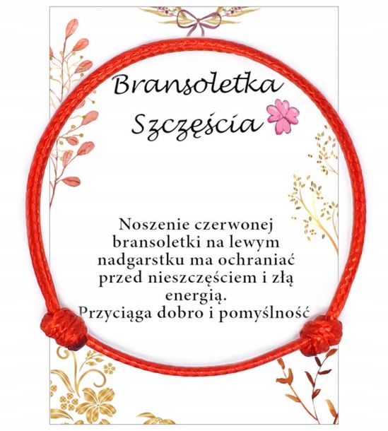 Celebrytka Kabała Kabbalah Amulet Nitka Czerwona Nitka Szczęścia