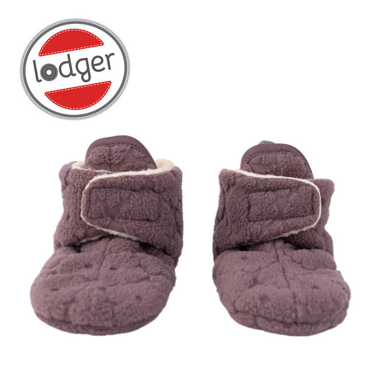 Lodger, Polarowe Buciki Kapcie Z Antypoślizgową Podeszwą, Wrzosowe, Fleece Mauve, 12-18 M