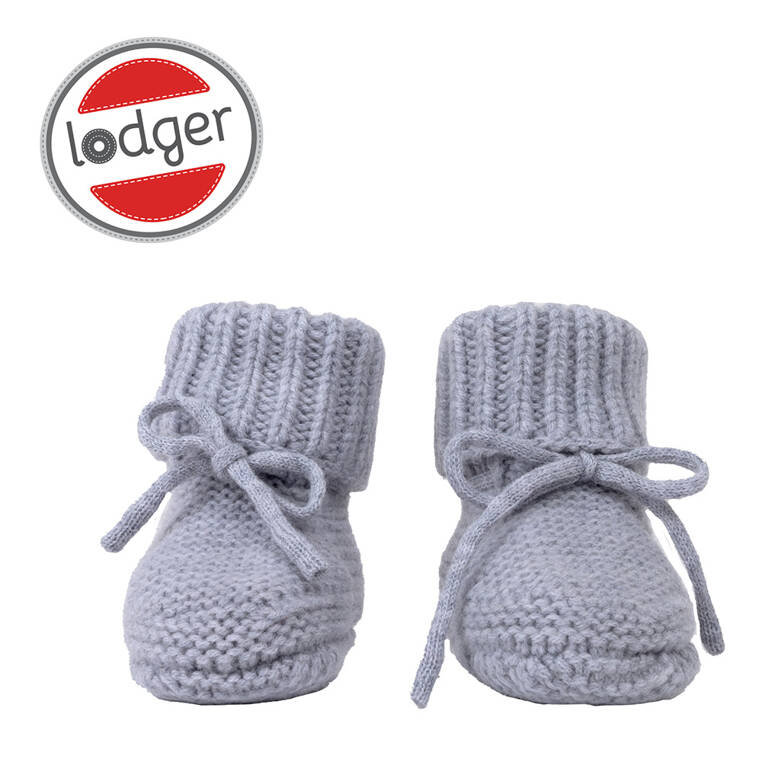 Lodger, Buciki Niechodki Z Wełny Merino 100%, Szare, Drizzle, 0-6 M