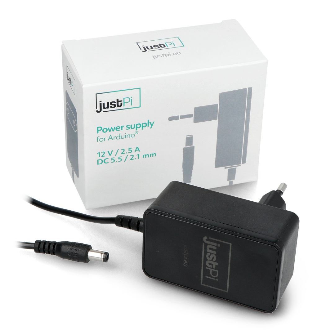 Zasilacz justPi 12V/2,5A do Arduino - wtyk DC 5,5/2,1mm