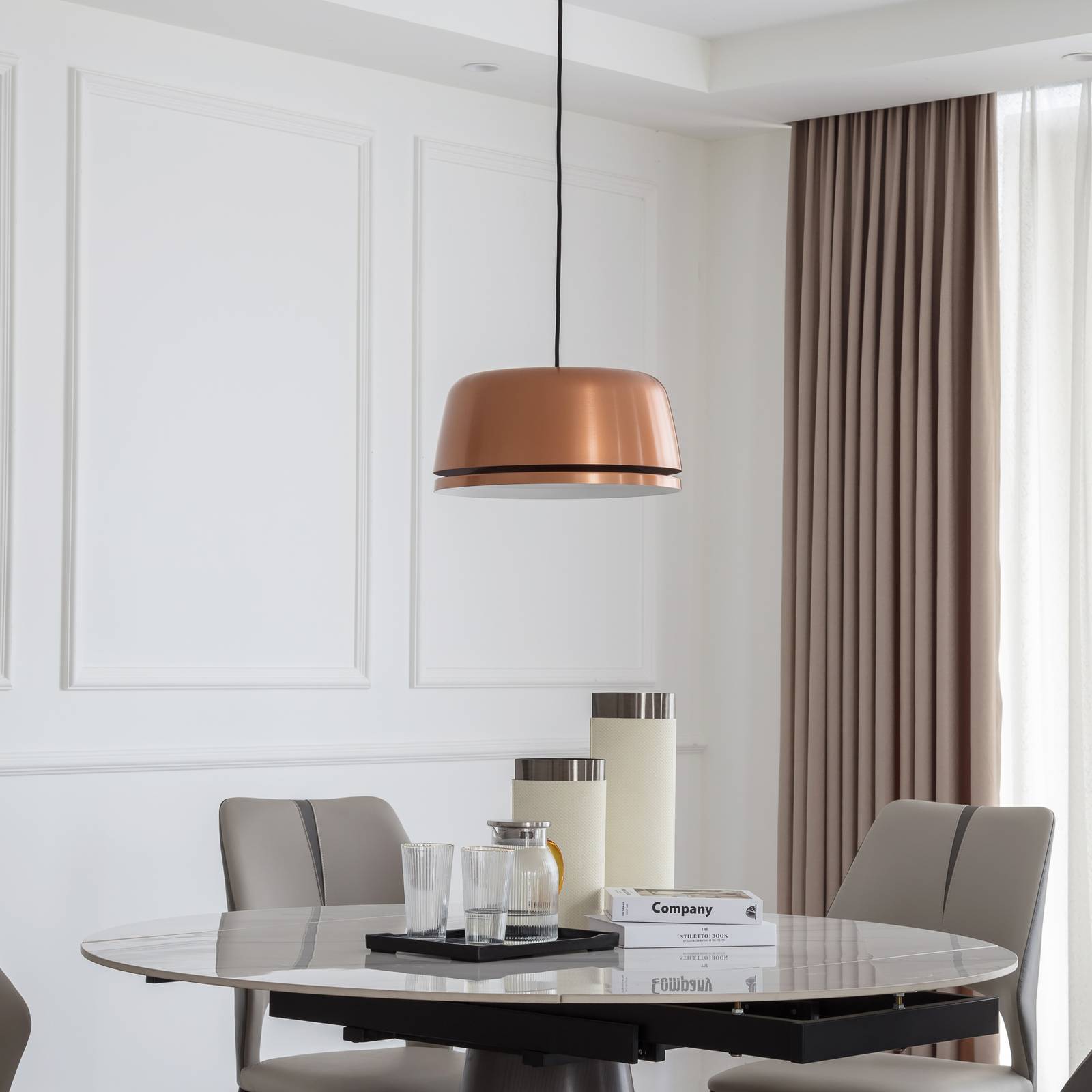 Lampa wisząca Lucande LED Faelinor, miedź, aluminium, Ø 35 cm