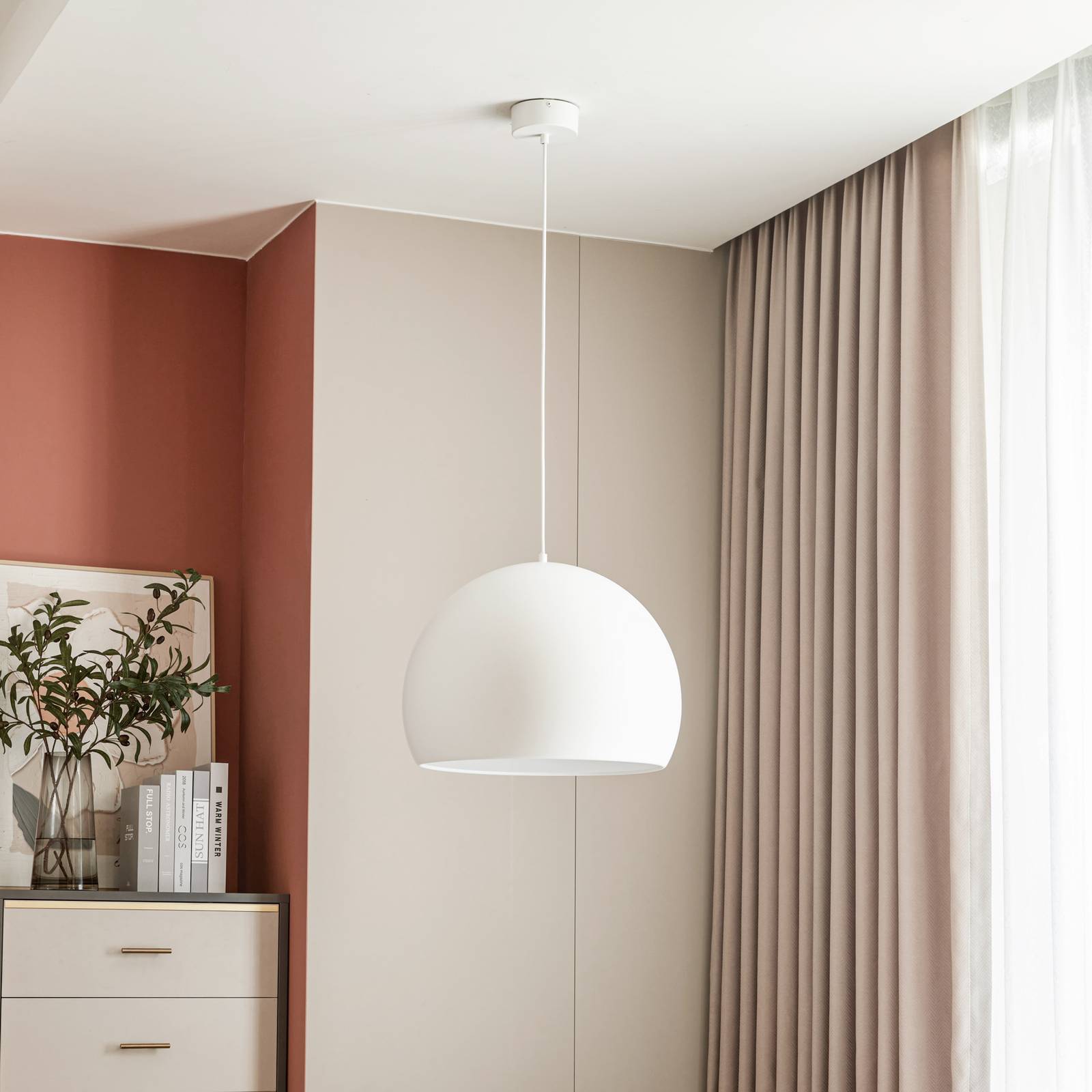 Lampa wisząca LED Lucande Lythara, biała, Ø 50 cm, aluminium