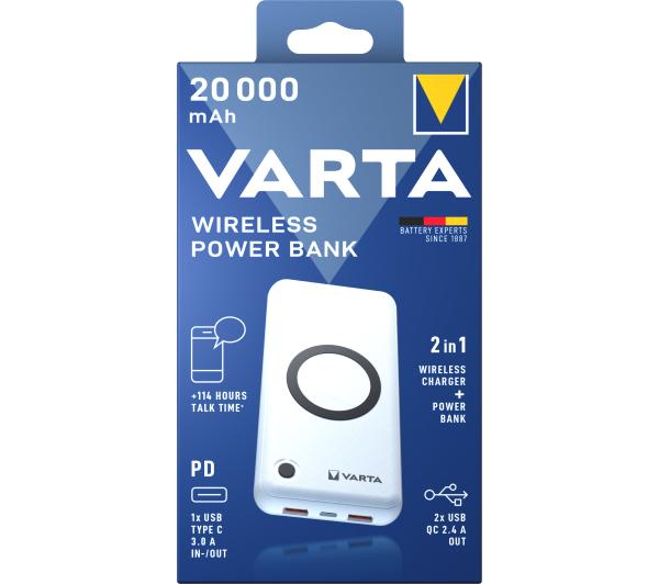 VARTA Wireless 20000mAh PASS THROUGH 2xUSB USB-C 20W