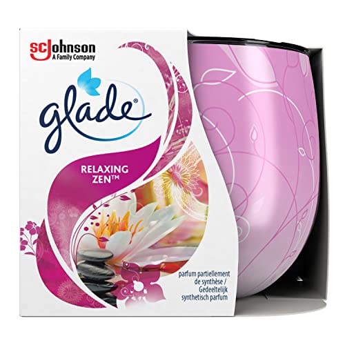 Glade Świeca zapachowa z folią dekoracyjną, zapach Relaxing Zen, wzbogacona olejkami eterycznymi, 6 sztuk (6 x 120 g)