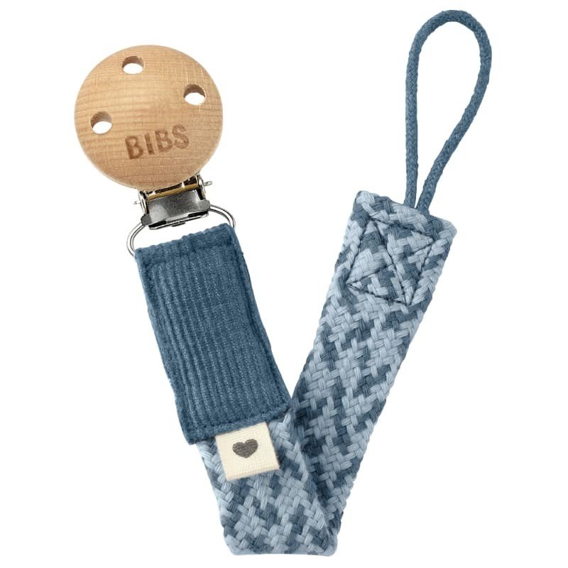 BIBS PACIFIER BRAID zawieszka do smoczków 100% GOTS organic cotton, Petrol/Baby Blue