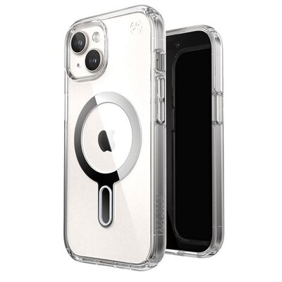 Speck Presidio Perfect-Clear ClickLock & Magsafe - Etui iPhone 15 / iPhone 14 / iPhone 13 (Clear / Chrome Finish / Serene Silver)