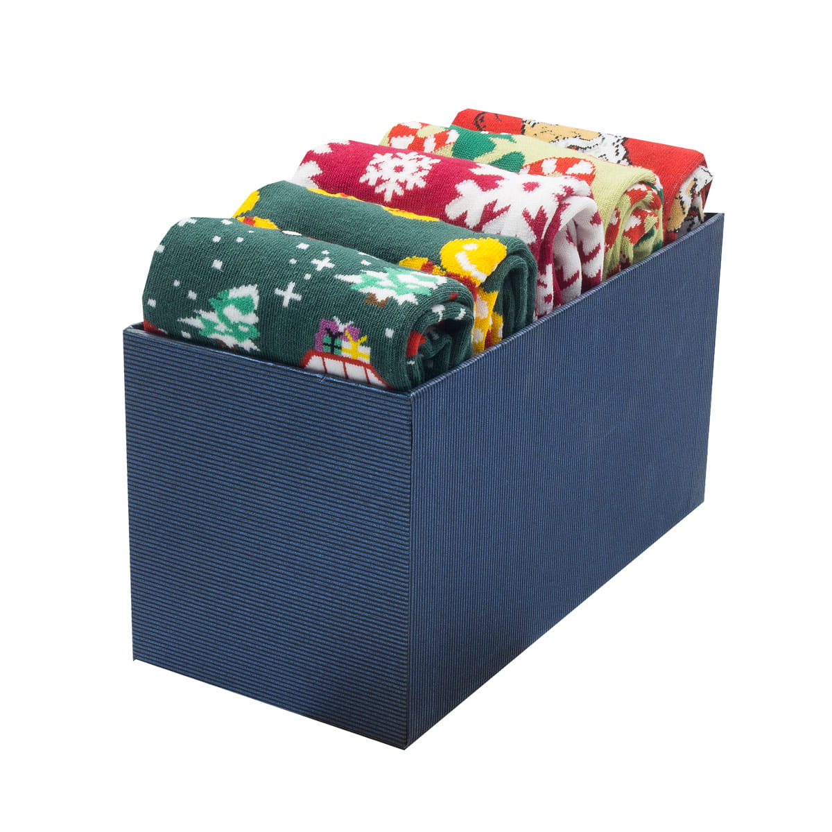 Zestaw 5 par kolorowych skarpet w prezentowym pudełku - świąteczne EM 13 - EM Men's Accessories