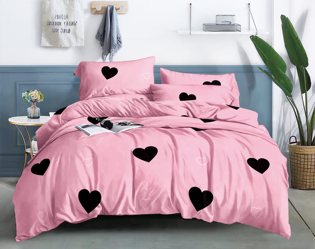 Pościel MARIA poszewki 70x80 komplet 160x200 3cz satynowa stylowa serca