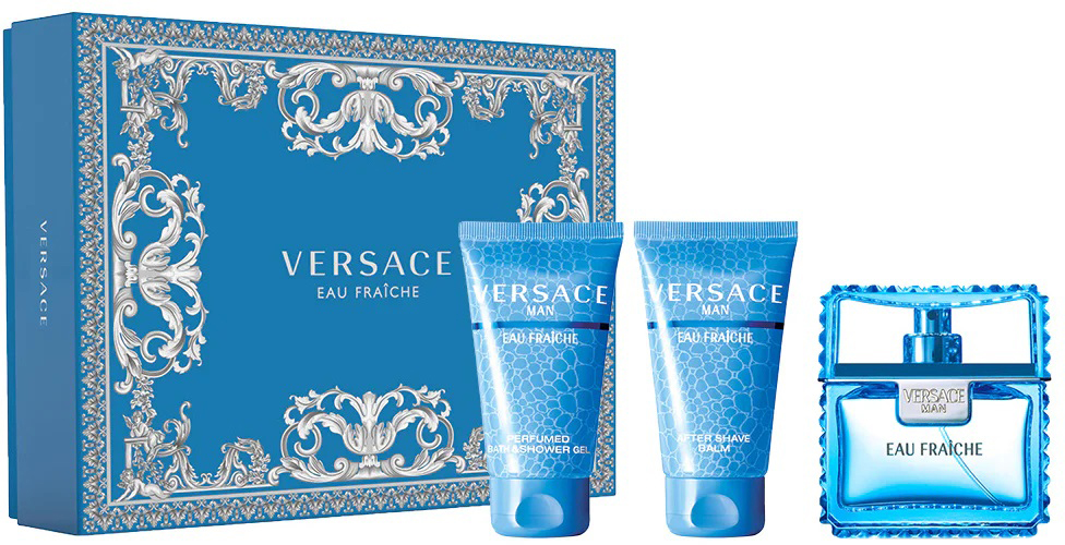 Zestaw Versace Man Eau Fraiche Woda toaletowa 50 ml + żel pod prysznic 50 ml + balsam po goleniu 50 ml (8011003879274)