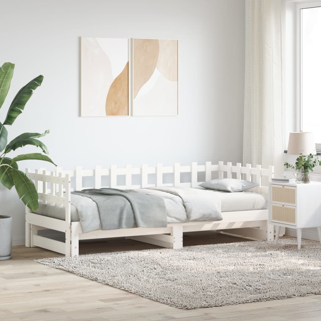 Łóżko rozsuwane, białe, 2x(90x190) cm, lite drewno sosnowe Lumarko!