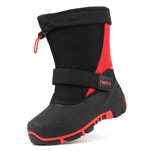 riemot Dziecięce buty zimowe, ciepłe buty zimowe, buty dziecięce, antypoślizgowa podszewka z polaru, wodoszczelne, dla chłopców i dziewczynek, czerwone, rozmiar 33 EU, czerwony, 33 EU