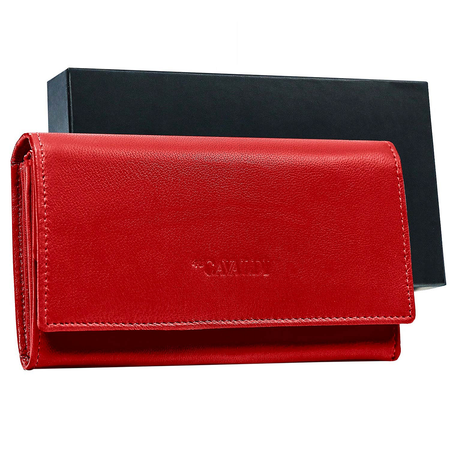 Duży, skórzany portfel damski CAVALDI, 9,5 x 16,5 x 3 cm, na zatrzask