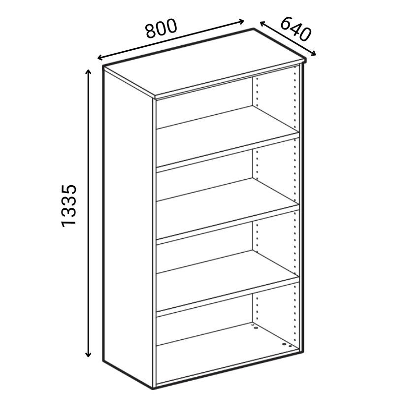 Szafa biurowa z drzwiami PRIMO WHITE, 3 półki, 1335 x 800 x 640 mm, biały