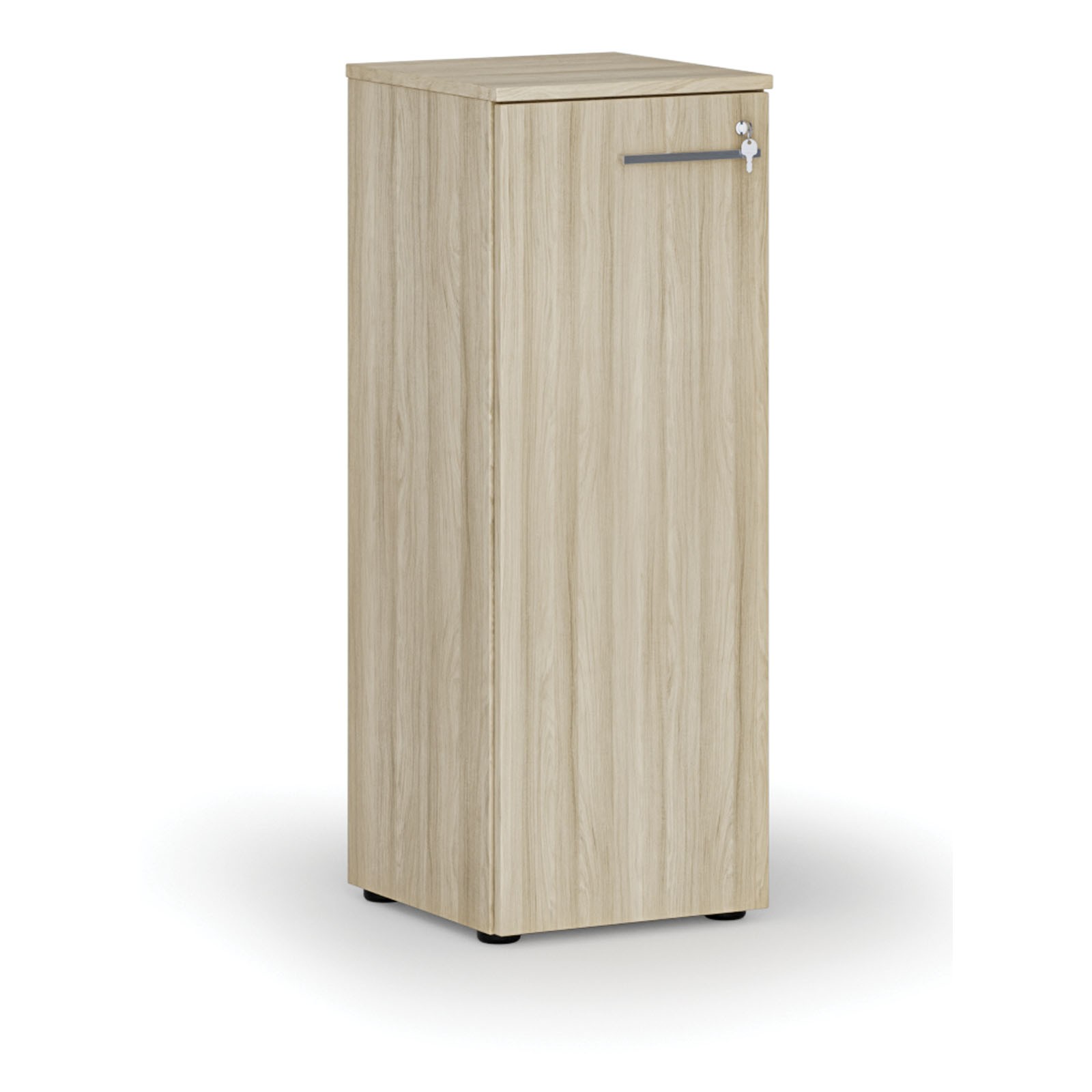 Szafa biurowa niska z drzwiami PRIMO WOOD, 1087 x 400 x 420 mm, dąb naturalny