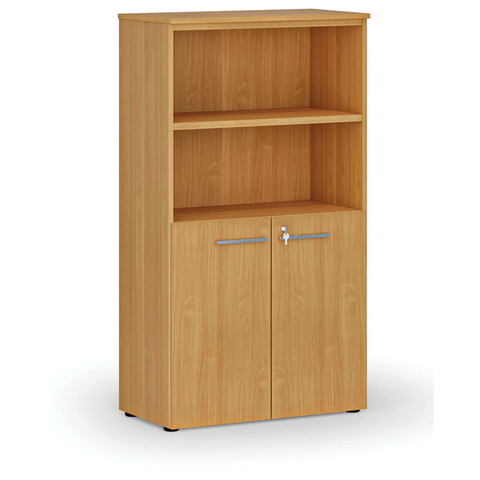 Szafa biurowa kombinowana PRIMO WOOD, drzwi na 2 poziomach, 1434 x 800 x 420 mm, buk