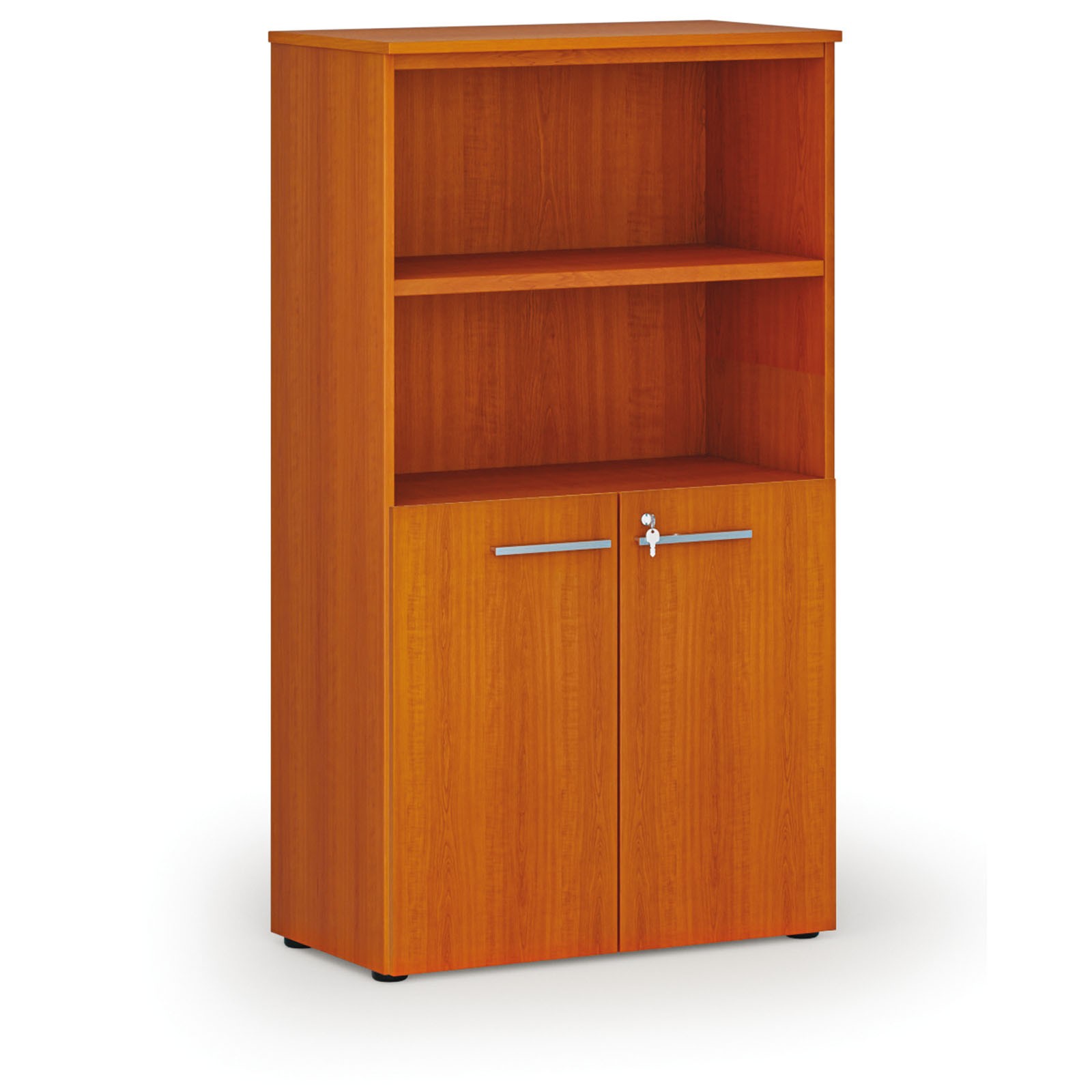 Szafa biurowa kombinowana PRIMO WOOD, drzwi na 2 poziomach, 1434 x 800 x 420 mm, wiśnia