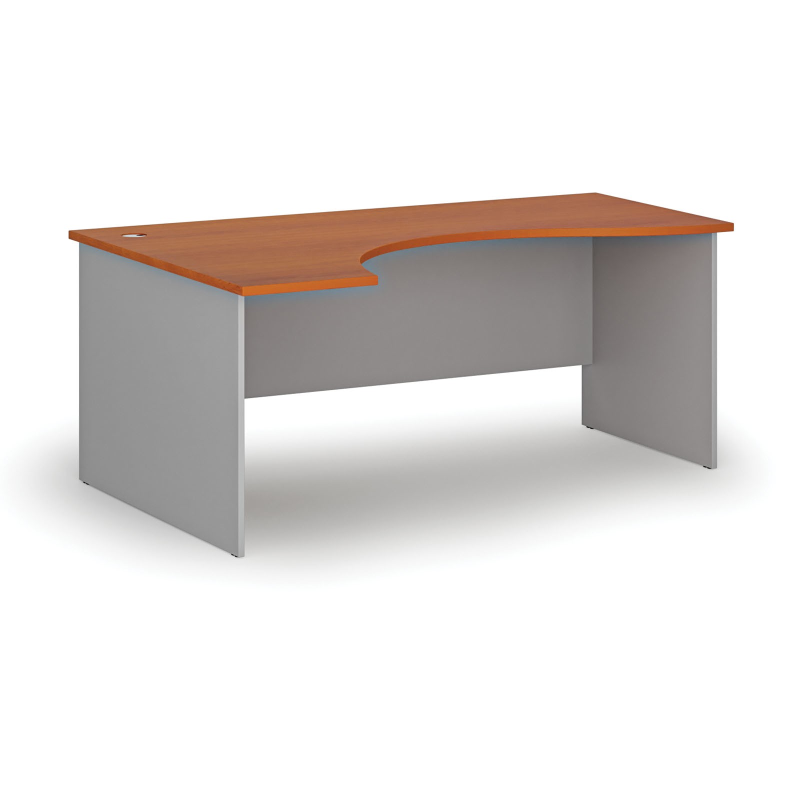 Biurko narożne PRIMO GRAY, 1800 x 1200 mm, lewe, szary/wiśnia